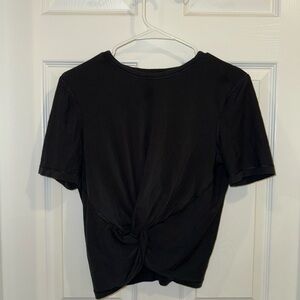 Lululemon Athletica Black Tie Front Short Sleeve T-Shirt